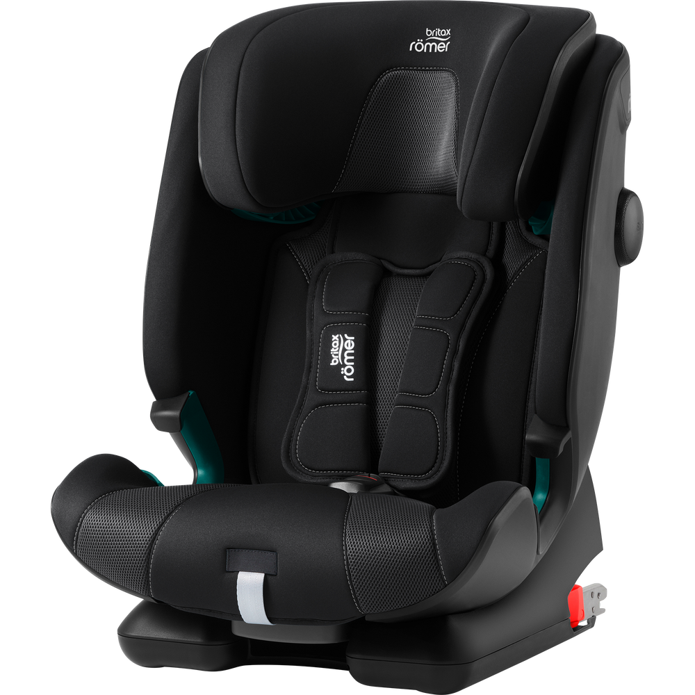 Britax Römer Advansafix i-Size Galaxy Black, in harness mode, from the side