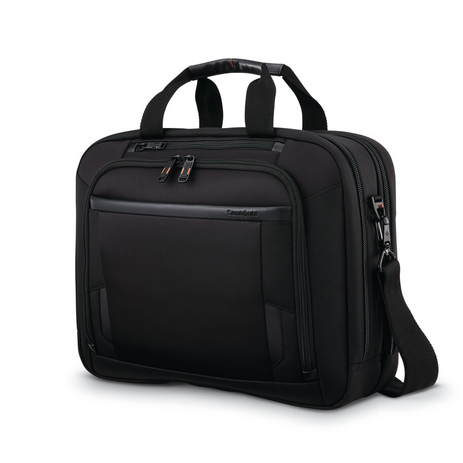 Samsonite Pro Double Compartment Briefcase black, handles up, from the side