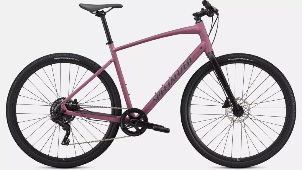 8. Specialized Sirrus X 3.0 Hybrid Bike, lilac variation, side view