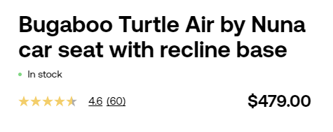 Bugaboo Turtle Air by Nuna Car Seat Grey, Price for the best travel car seats