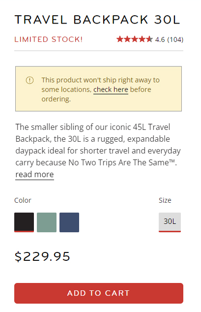 Peak Design Travel BackPack 30 Price