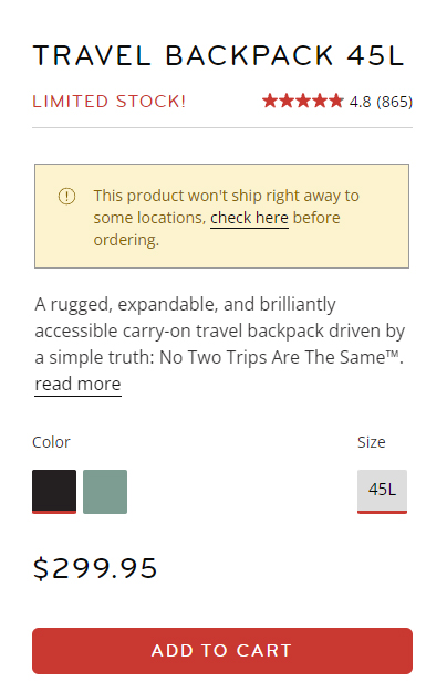 Peak Design Travel BackPack 45 Price