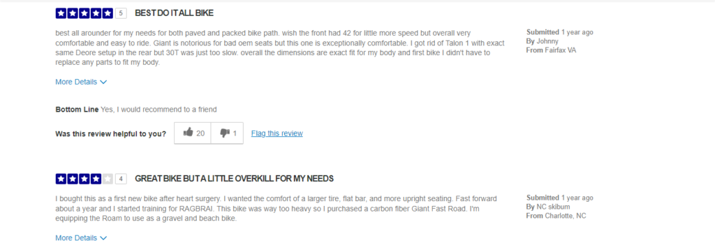 More customer reviews for the Giant Roam Disc 2 Hybrid Bicycle.