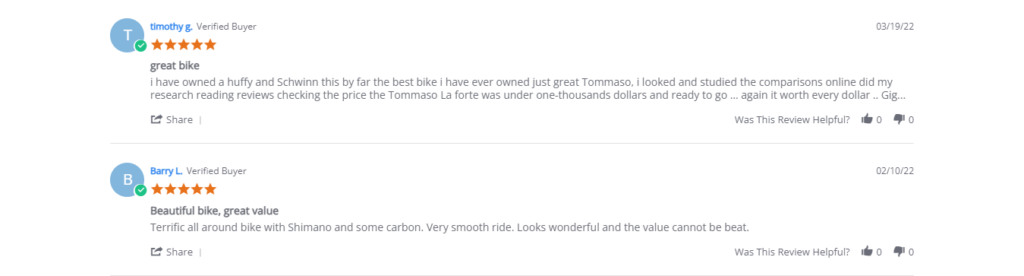 Top buyers’ reviews on the Tommaso La Forma Hybrid Bicycle.