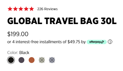 Topo Designs Global Travel Bag 30L Price