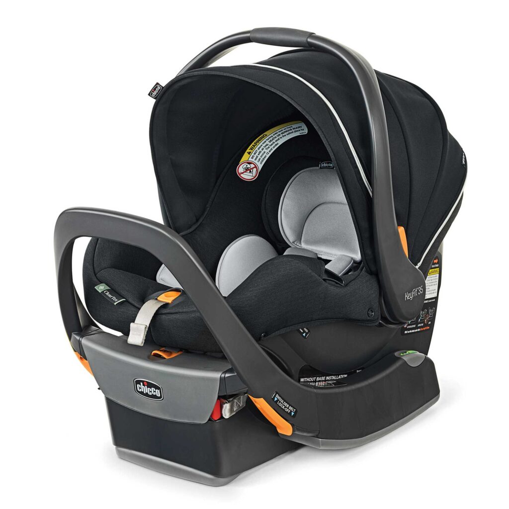 KeyFit 35 Zip ClearTex Infant Car Seat, Obsidian, from the side