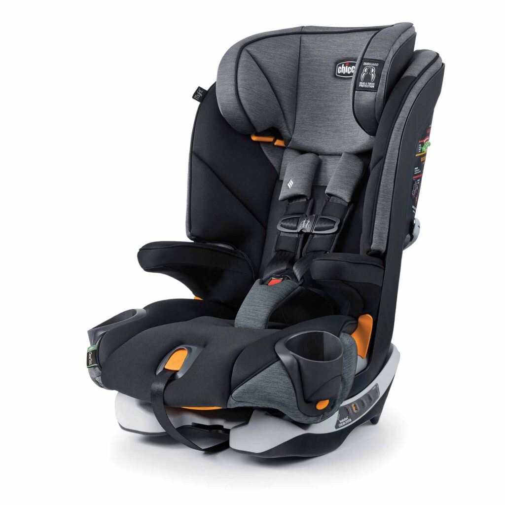 MyFit ClearTex Harness + Booster Car Seat - Shadow, from the side