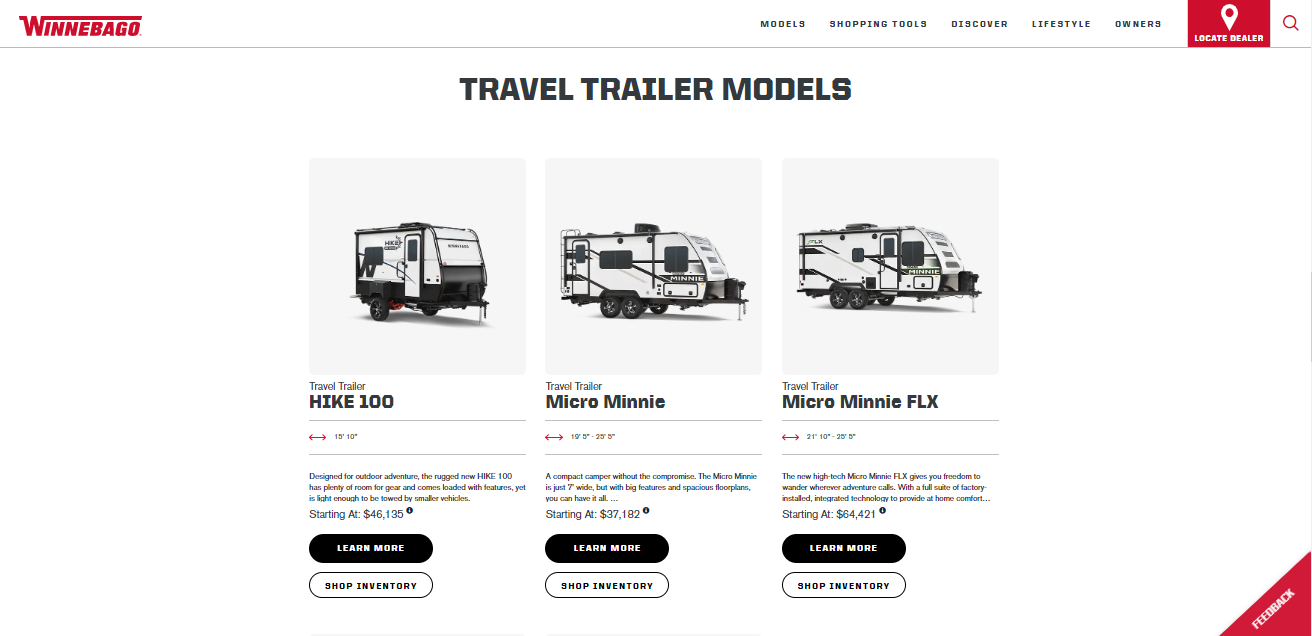 Winnebago Travel Trailer Prices and Models