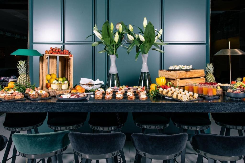 Breakfast buffet with tropical fruits