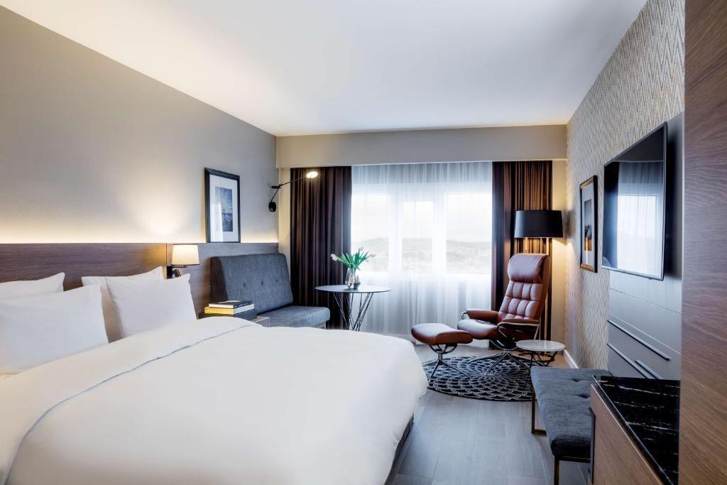 Modern double room at The Radisson Blu Plaza Hotel
