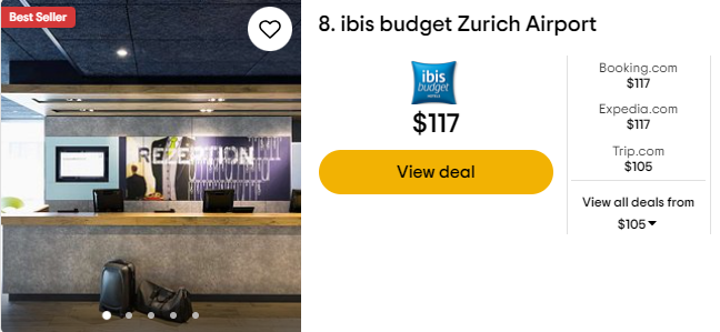 Price for staying at Ibis Budget Zurich Airport hotel