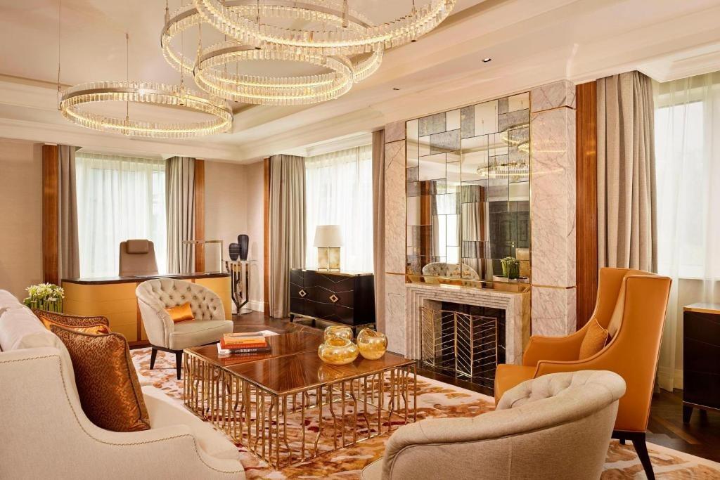 Sofas inside a luxury room at The Ritz-Carlton Hotel